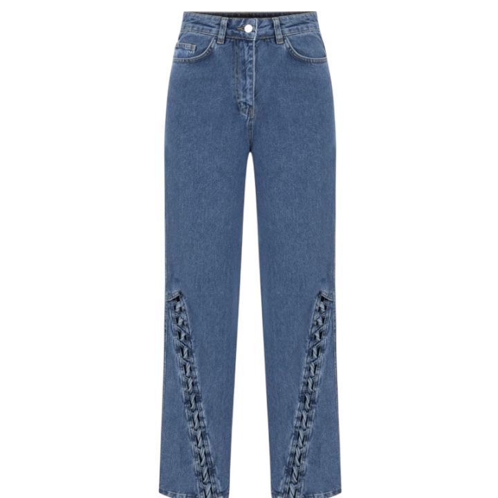 Taylı Mavi Denim Pantolon