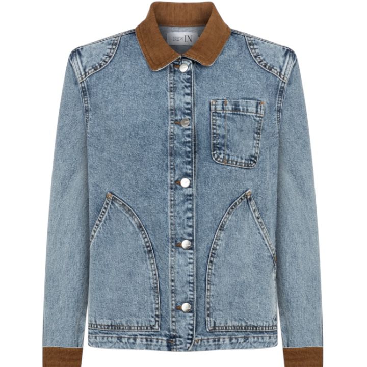 Kadife Yaka Detaylı Denim Ceket