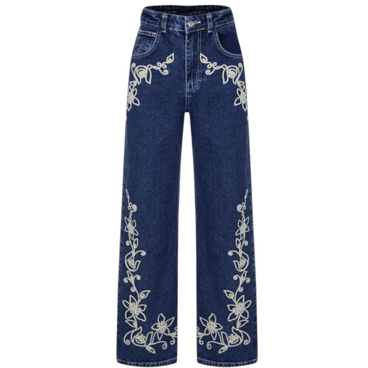 Nakışlı Denim Pantolon