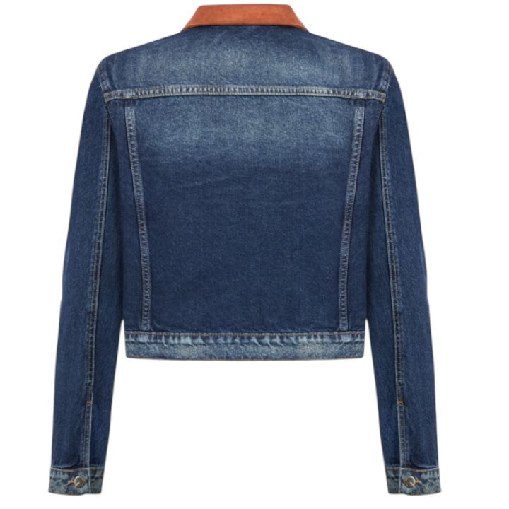 Şeritli Taşlanmış Denim Ceket