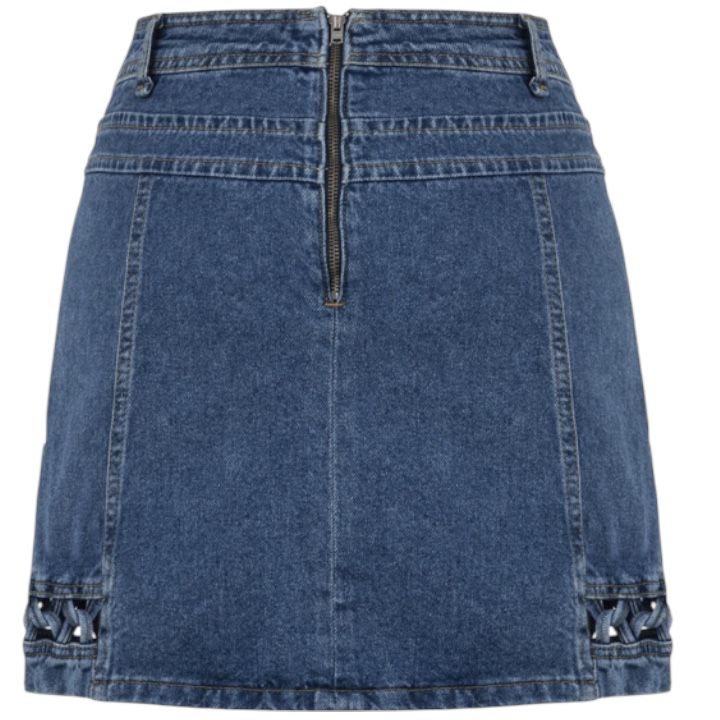 Örgü Detaylı Denim etek
