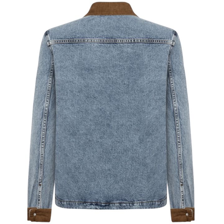 Kadife Yaka Detaylı Denim Ceket