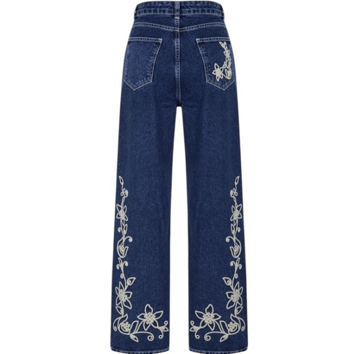 Nakışlı Denim Pantolon