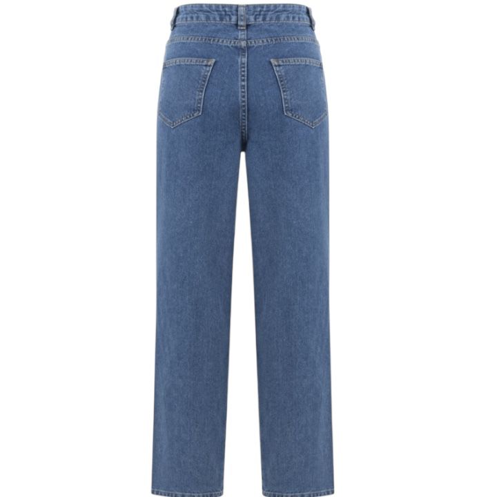 Taylı Mavi Denim Pantolon